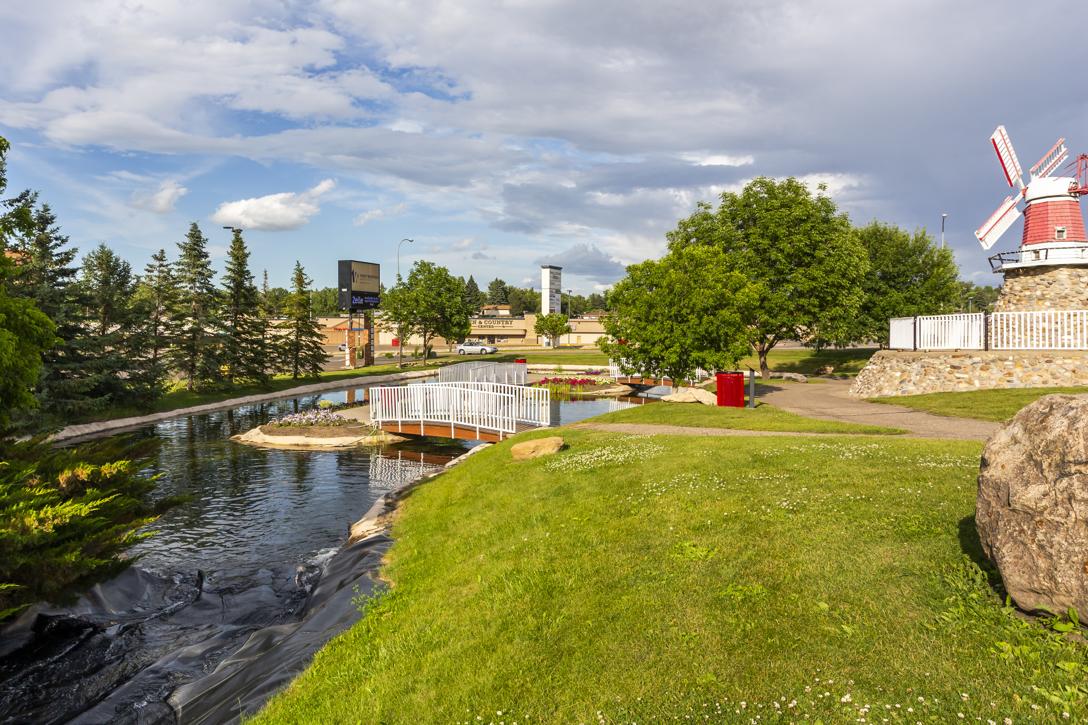 Water stream in the Scandinavian Heritage Association Park in Minot, ND
