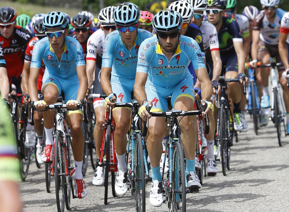 Astana on the front during stage 5 at the Criterium du Dauphine.