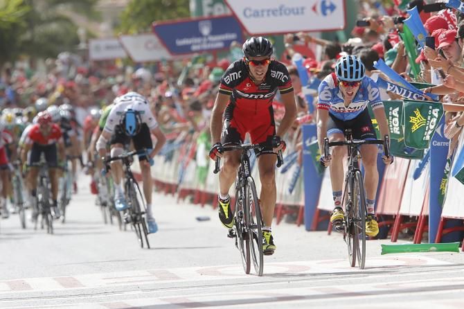 Philippe Gilbert (BMC) and Dan Martin (Garmin-Sharp) sprint for the line