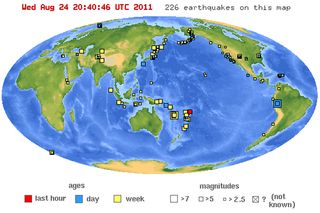 Earthquakes in the world in the past 7 days. Credit: USGS