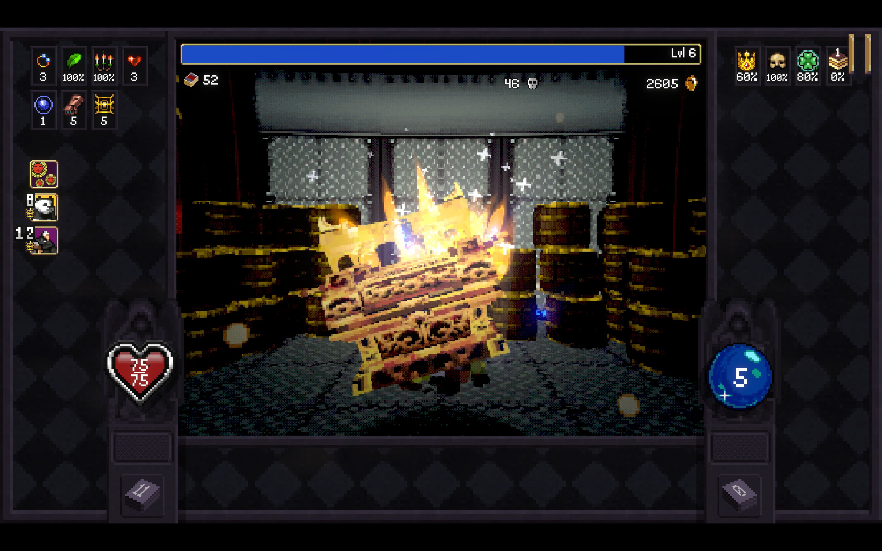 Opening a treasure chest in Vampire Crawlers.