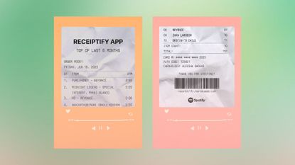 Spotify Receiptify receipts on a green background