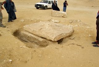 Rescue excavations in progress by the pyramid of Amenemhat I at Lisht.
