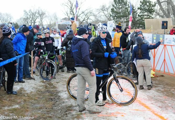 Riders get ready in the staging area