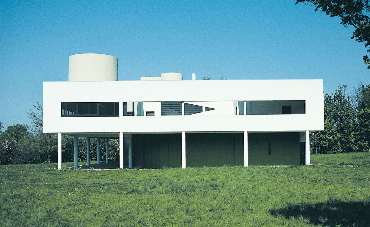 examples of modernist architecture include this, villa Savoye by le corbusier, as seen in &#039;Modern master: Le Corbusier, 50 years on&#039;