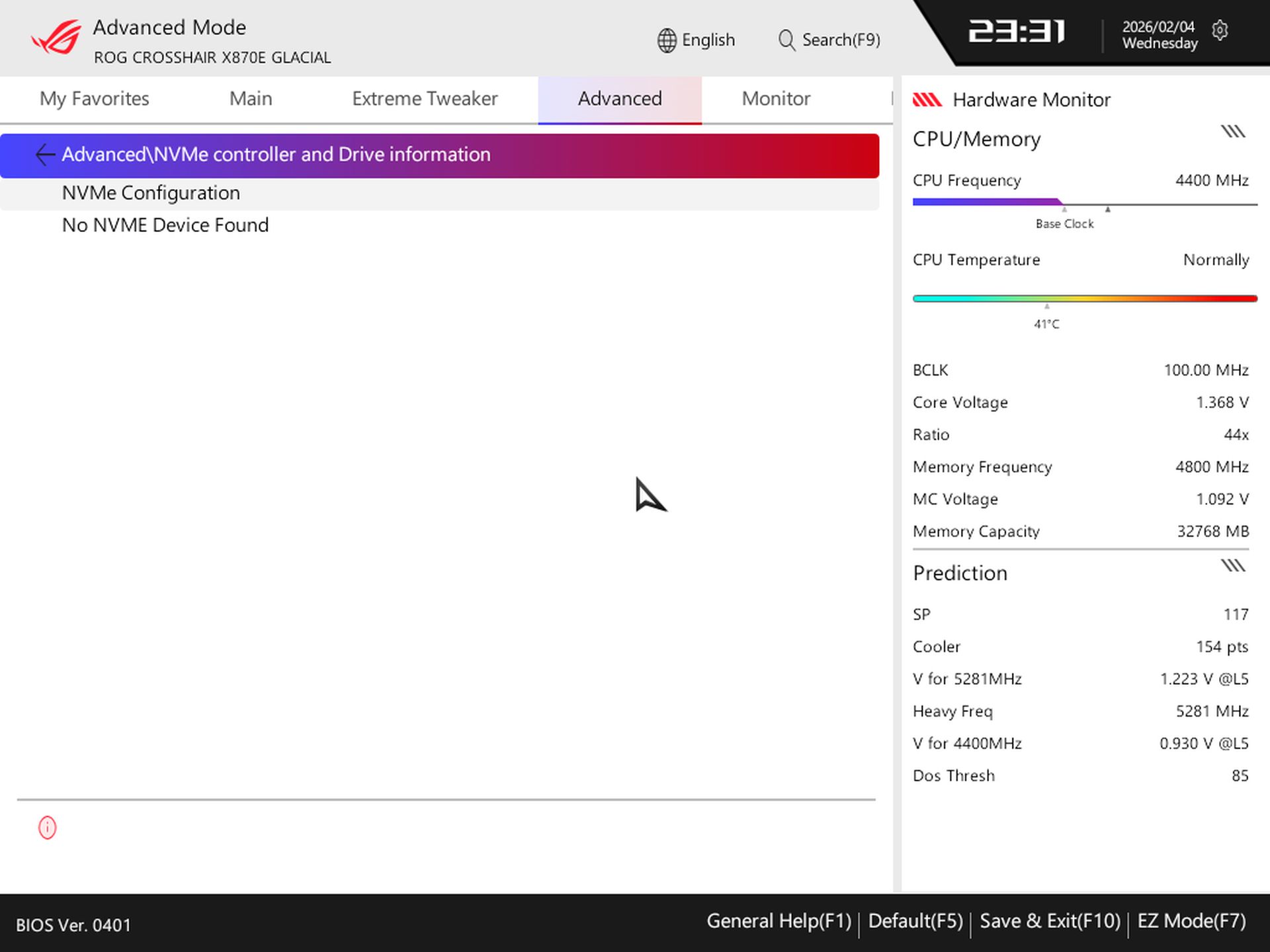 Asus ROG Crosshair X870E Glacial - BIOS