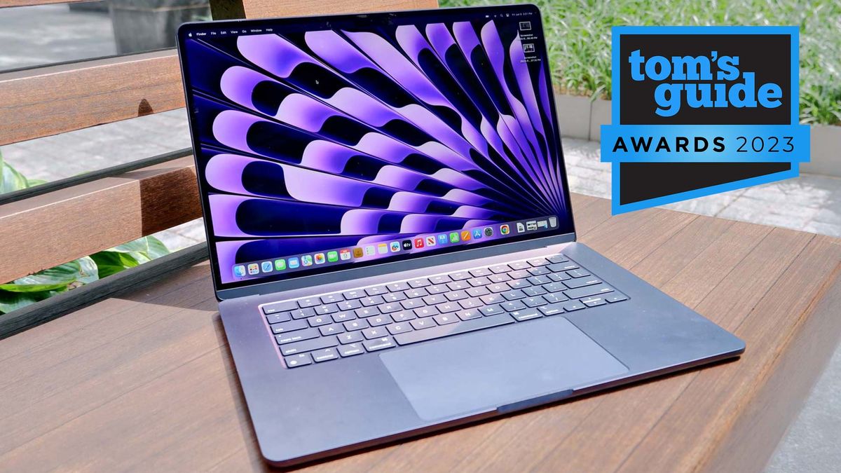 Tom&#039;s Guide Awards 2023: MacBook Air 15-inch M2 open on a bench