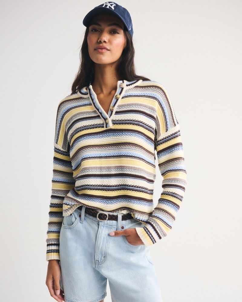 100% Cotton Henley Sweater