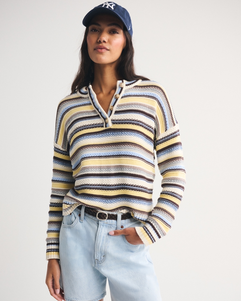 100% Cotton Henley Sweater