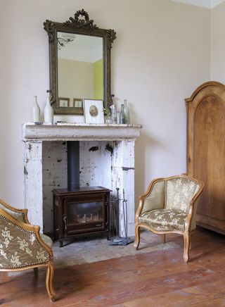 fireplace in french home