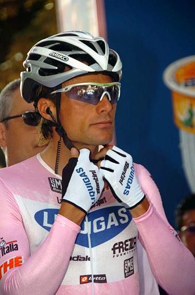 Danilo Di Luca (Liquigas) adjusts his helmet.