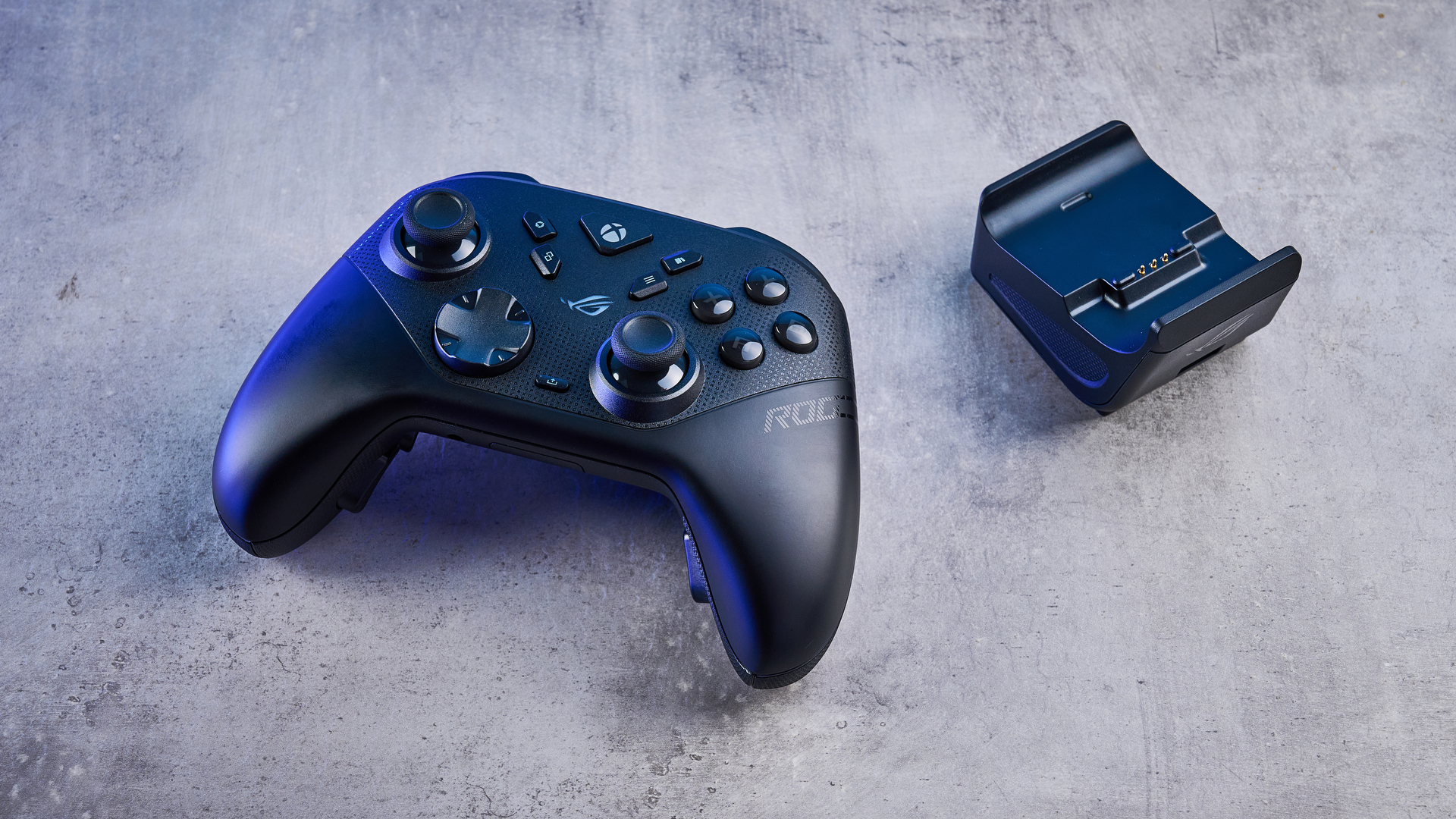 A black Asus ROG Raikiri II Xbox and PC controller