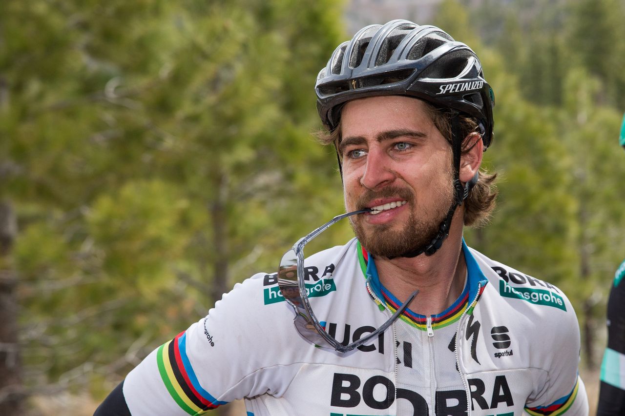 Peter Sagan at a rest stop during the Sagan Fondo