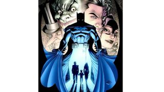 The cover of Whatever Happened to the Caped Crusader?, with Batman and Two-face and the Joker front and center.