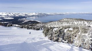 Landscape of snow at Lake Tahoe