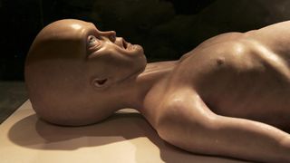 A model of an alien on a dissecting table, at the London party following the world premiere of the film "Alien Autopsy," on April 3, 2006.