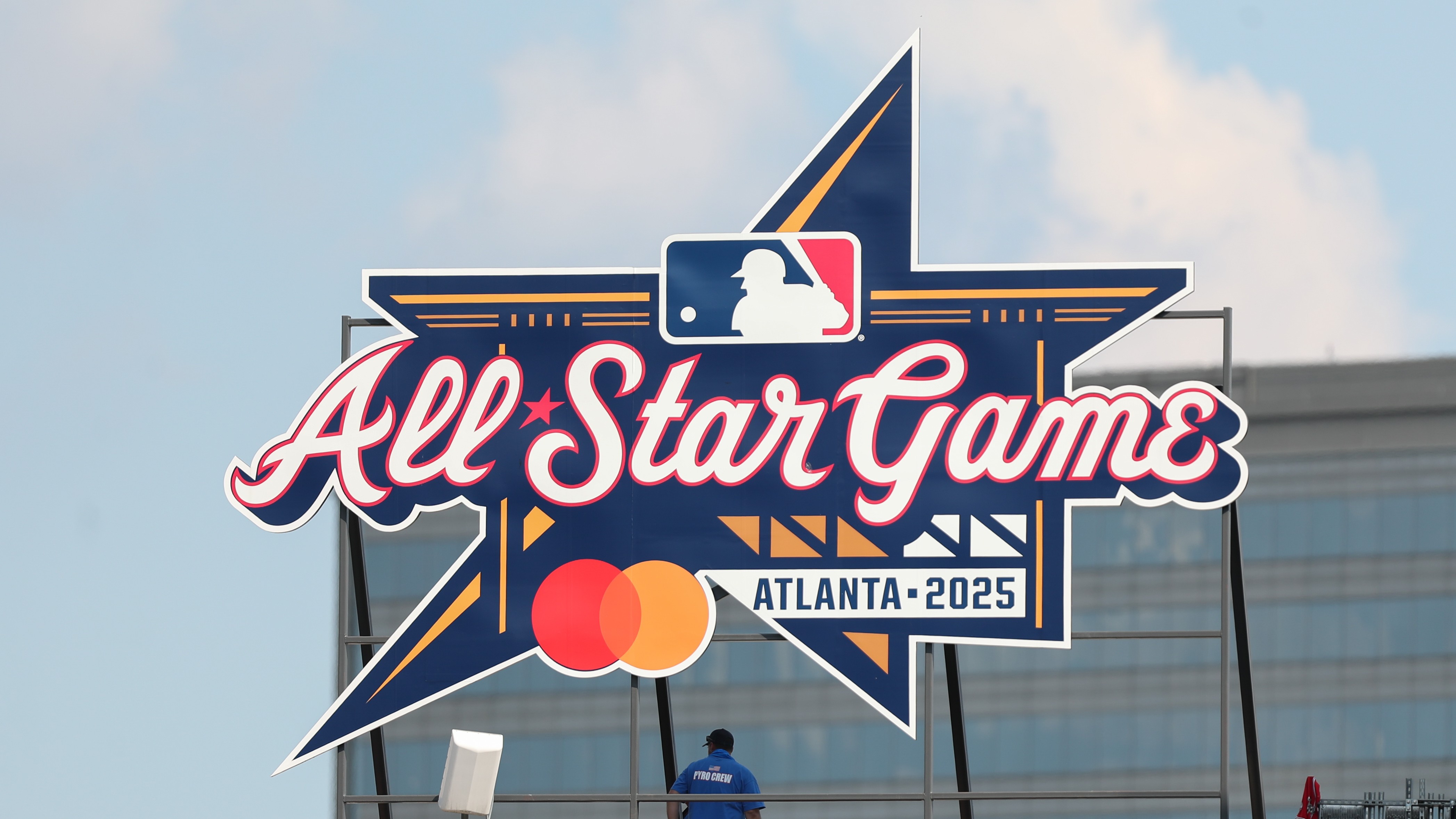 A detail shot of an &#039;All-Star Game Atlanta 2025&#039; sign in the outfield prior to the game between the Baltimore Orioles and the Atlanta Braves at Truist Park on Friday, July 4, 2025 in Atlanta, Georgia