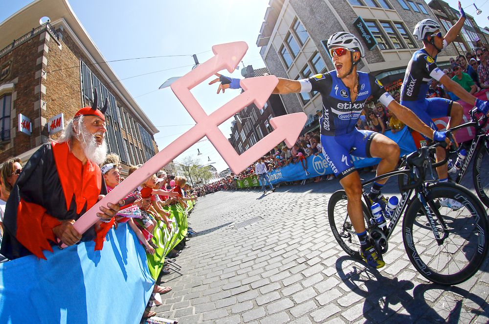 Etixx-QuickStep's Matteo Trentin says hello to the devil.