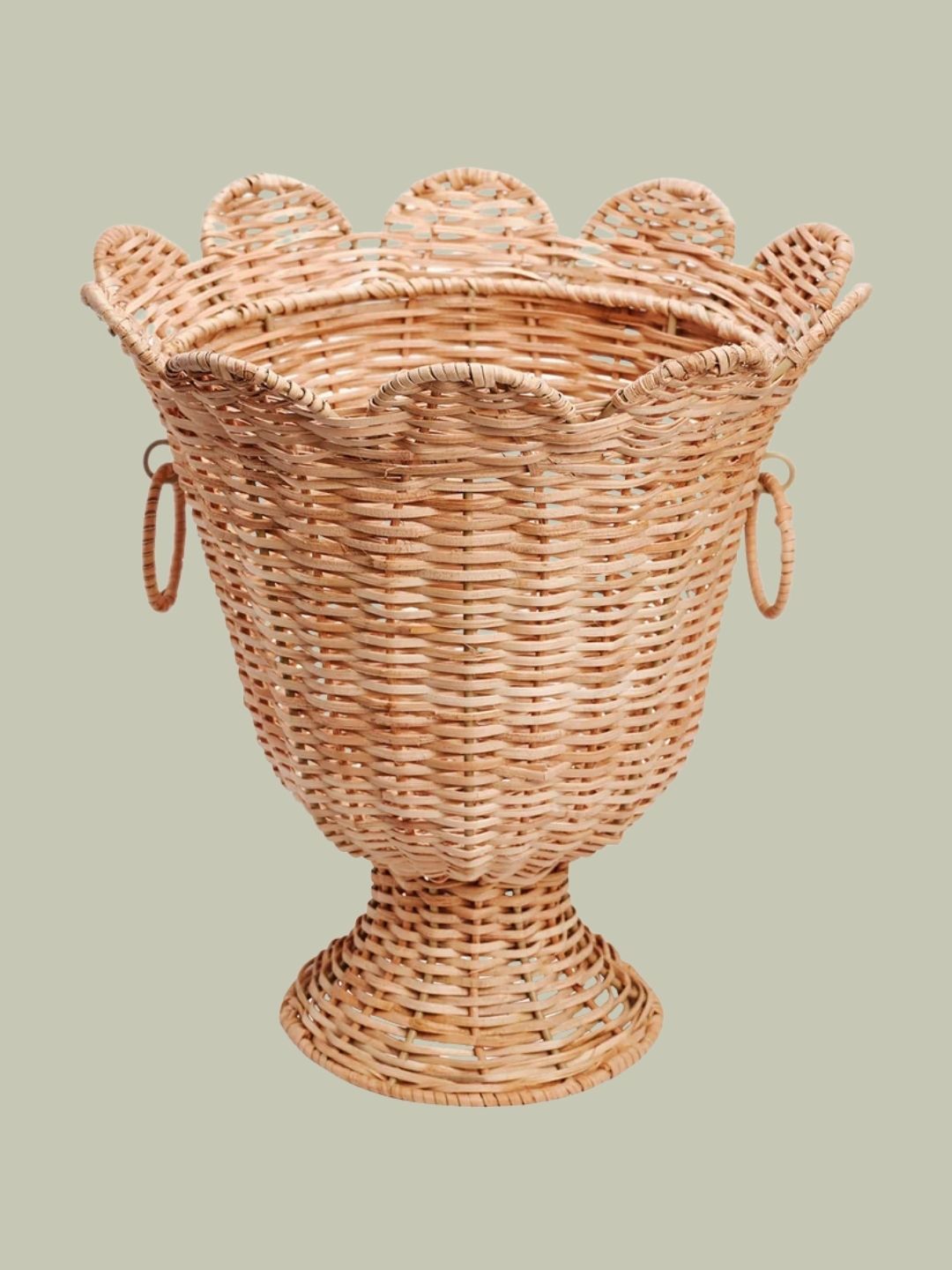Pick a Poppy, Handmade Decorative Rattan Vase Scallop