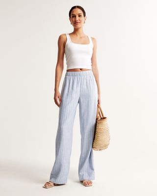 Linen-Blend Pull-On Pant