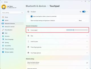Touchpad cursor speed