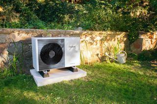 an air source heat pump in a rural setting