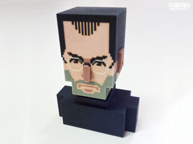 Pixel art: Depiction of Steve Jobs in blocks
