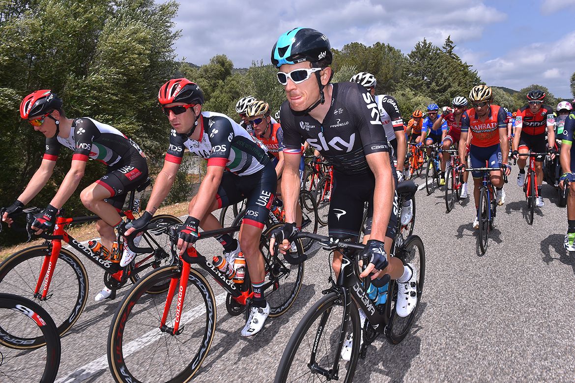 Geraint Thomas on stage 2 of the Giro d'Italia