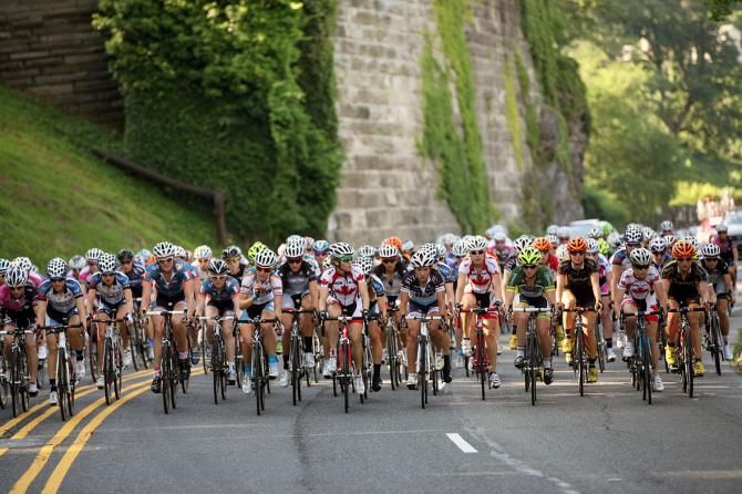 The women's peloton in Philly