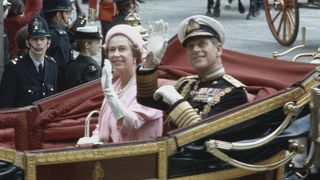 Queen Elizabeth and Prince Philip at the Guildhall during her Silver Jubilee celebrations