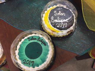 Solar eclipse-themed cakes were on sale at the local Kroger grocery store in Carbondale.