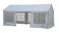 A large white gazebo with side walls and see through window panels from Blooma Betty B&Q
