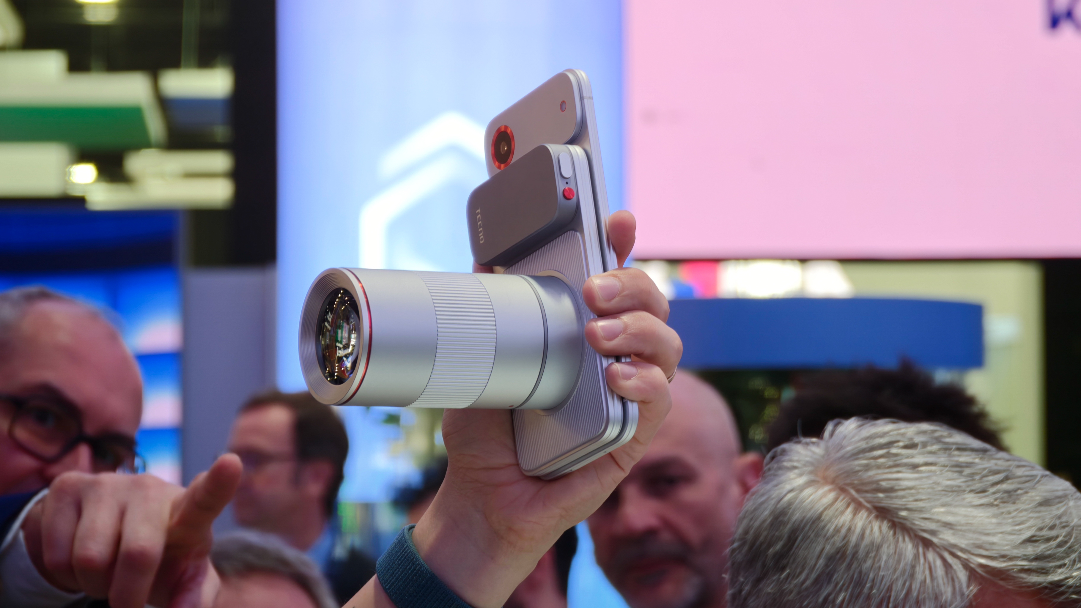 Tecno Modular Concept smartphone device held in a hand