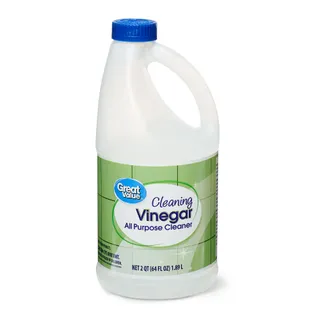 Walmart Great-Value-Cleaning-Vinegar-All-Purpose-Cleaner in white pour bottle with handle and blue twist top