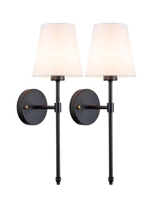 Black Peel-and-Stick Wall Sconces, Set of 2