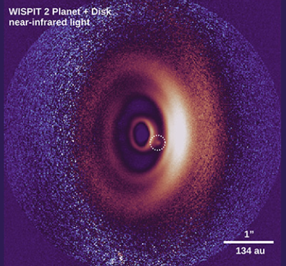 A warm orange swirl against a purple background