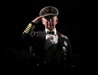 The Prince of Wales, known as the Duke of Rothesay in Scotland, takes the salute during the Royal Edinburgh Military Tattoo at Edinburgh Castle. (©Jane Barlow/PA)