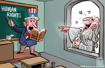 Political Cartoon U.S. Human Rights History Laughing