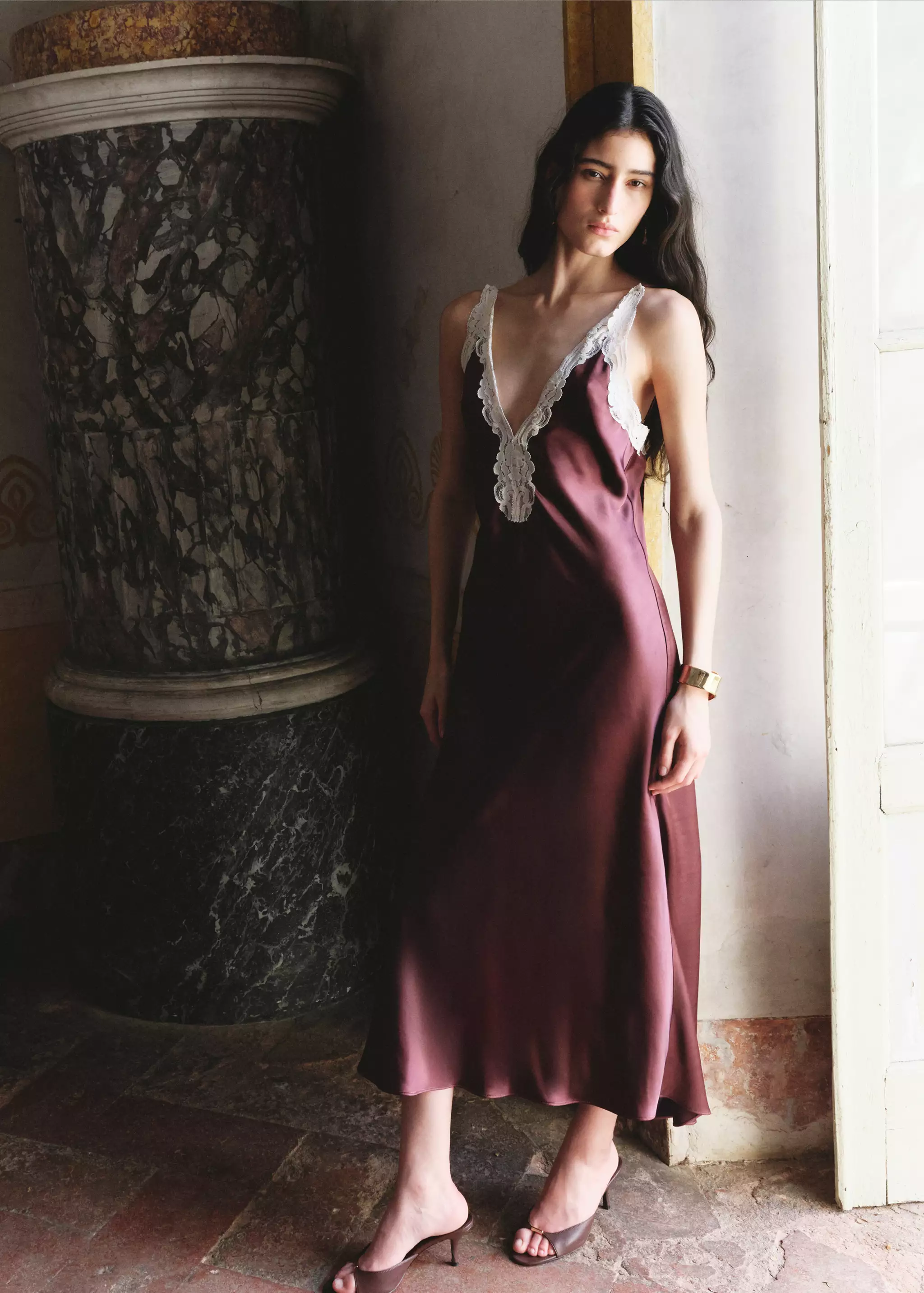 Satin Lace Dress - Women | Mango Usa