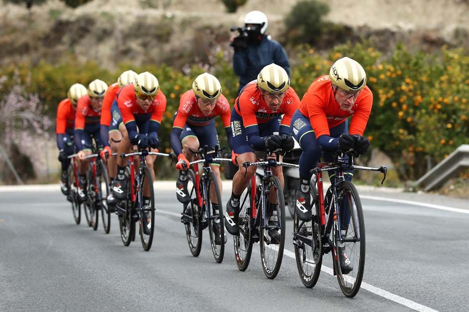 Enrico Gasparotto leads the Bahrain-Merida line