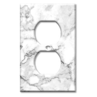 Art Plates - Oversized Metal Switch Plate - Over Size Wall Plate - Single Gang Electrical Outlet Wall Plate - White and Grey Marble - Granite Print - (made in Usa)