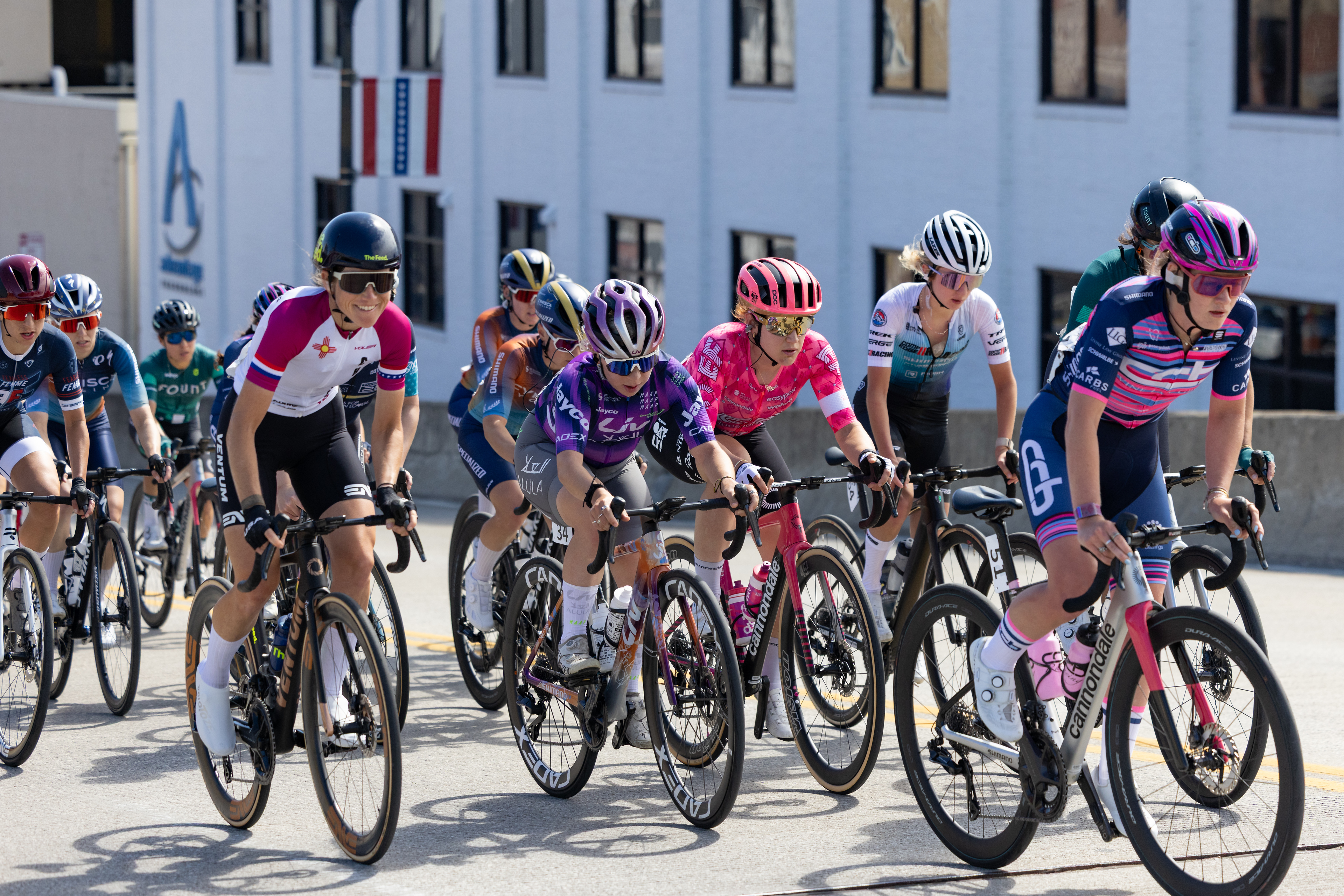 Former US National Champion Lauren Stephens patrolled the front and tried to control things for teammate Emma Langley.