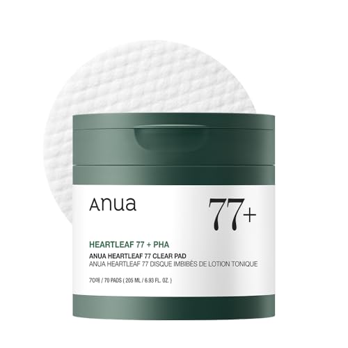 Anua Heartleaf 77 Toner, Lightly Exfoliated Facial Glass Skin, Pore Care (70 Pad) for Sensitive Skin, Heart Leaf Extract, PHA, Centella, Non Comedy, Korean Skin Care (70 Pad)