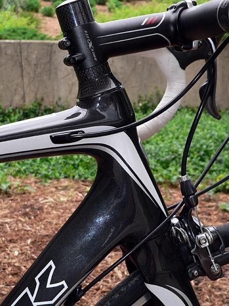 Oversized head tube houses a giant tapered steerer tube and also provides more surface area to mate with the top tube and down tubes.