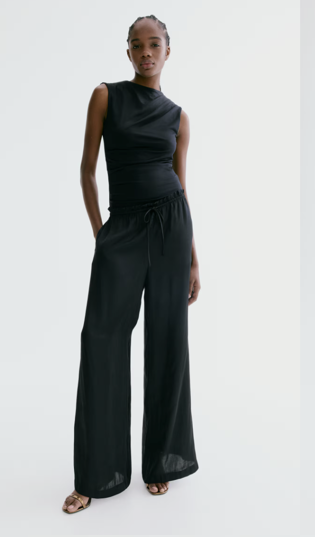 H&M, satin drawstring trousers