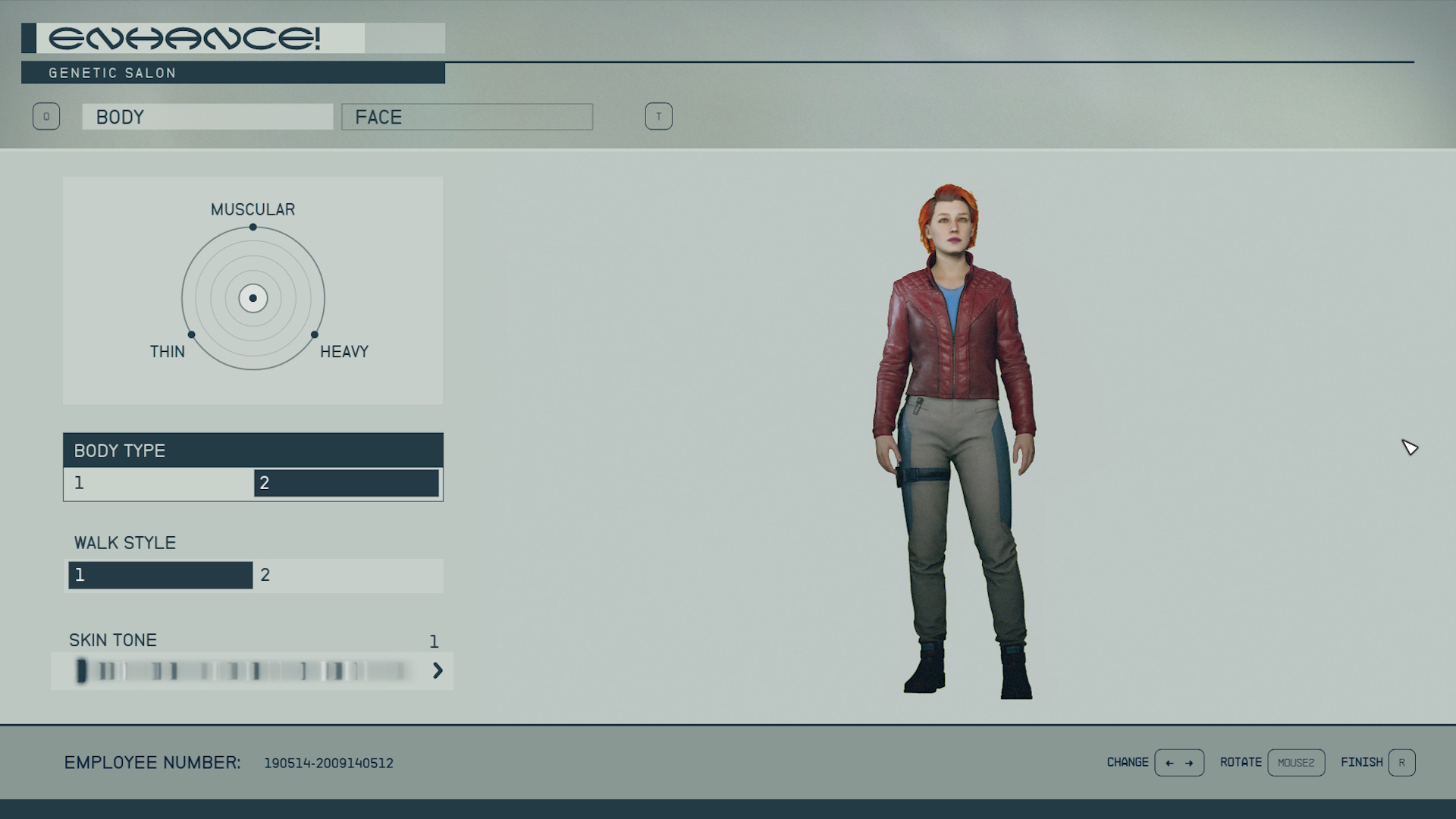 Character creation body in Starfield