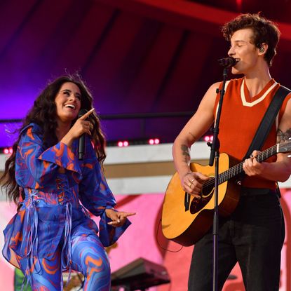 Camila Cabello and Shawn Mendes at Global Citizen Live on September 25, 2021 in New York City