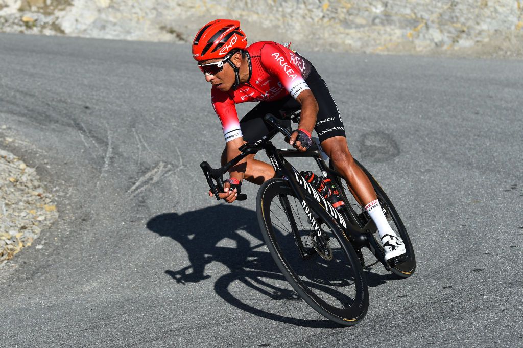 BLAUSASC FRANCE FEBRUARY 20 Nairo Alexander Quintana Rojas of Colombia and Team Arka Samsic competes during the 54th Tour Des Alpes Maritimes Et Du Var Stage 3 a 1126km stage from Villefranche sur Mer to Blausasc on February 20 2022 in Blausasc France Photo by Dario BelingheriGetty Images