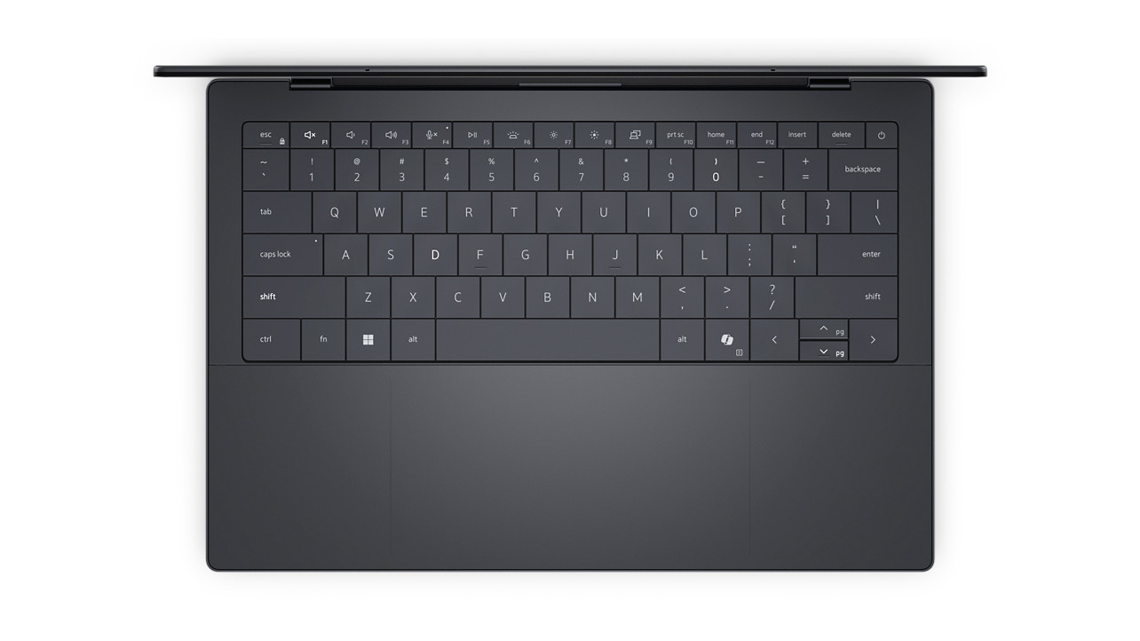 Dell XPS 14 laptop top-down view showing keyboard
