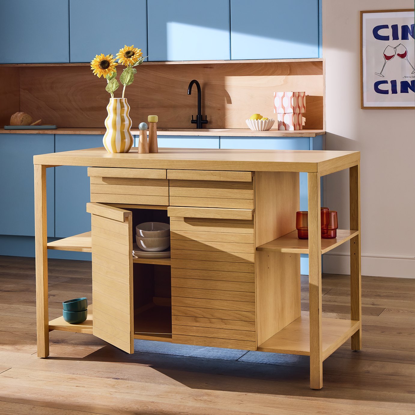 Habitat Leif Solid Wood Kitchen Island - Natural
